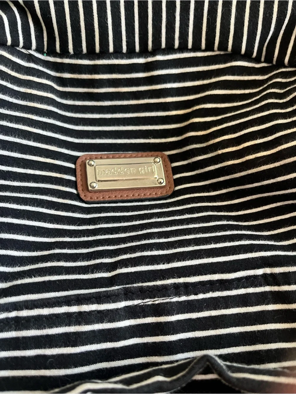 Madden Girl Black and White Striped Kids Backpack Set